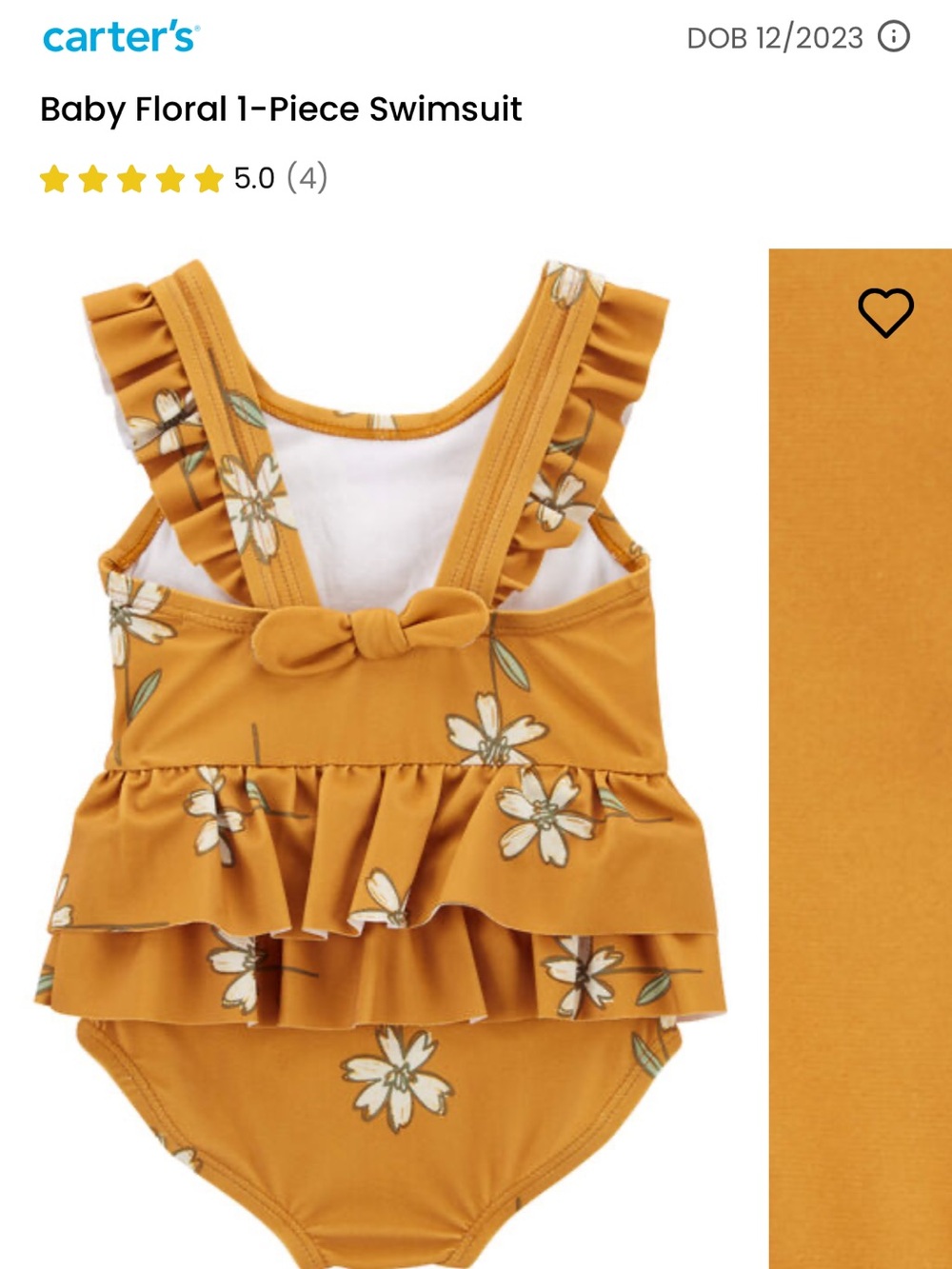 Carter's Rust Floral Ruffle One-Piece Swimsuit - Picture 11 of 11